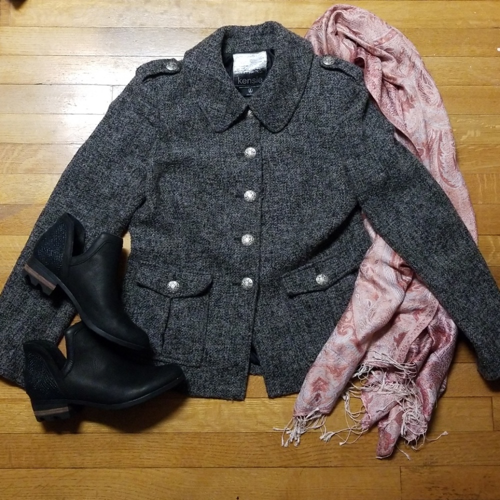 Kensie Military Boucle Jacket